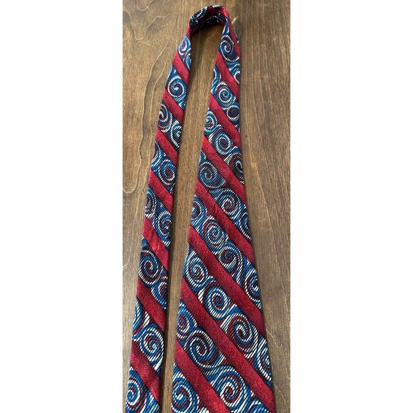 Bellini 100% Silk Men's Tie in Red and Blue 4" Striped Vintage - Picture 4 of 14